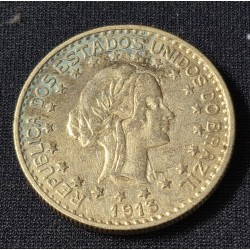 Moeda Brasil 1000 reis 1913 estrelas soltas prata MBC-S