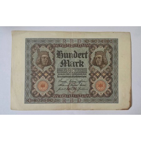 Cédula da Alemanha 100 marcos 1920 MBC