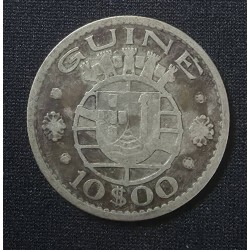 Moeda de Guiné 10 escudos 1952 prata