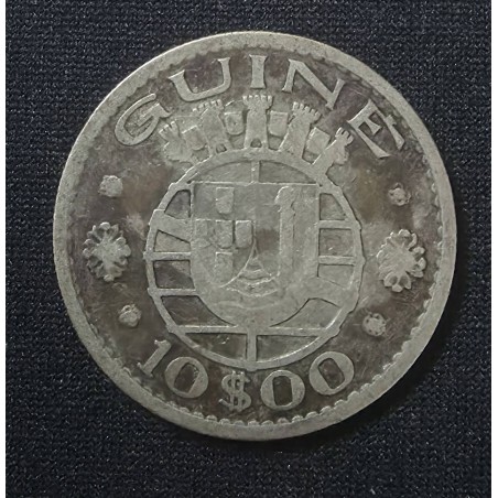 Moeda de Guiné 10 escudos 1952 prata