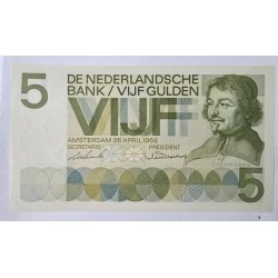 Cédula da Holanda 5 gulden FE 1966
