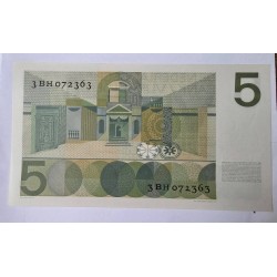 Cédula da Holanda 5 gulden FE 1966