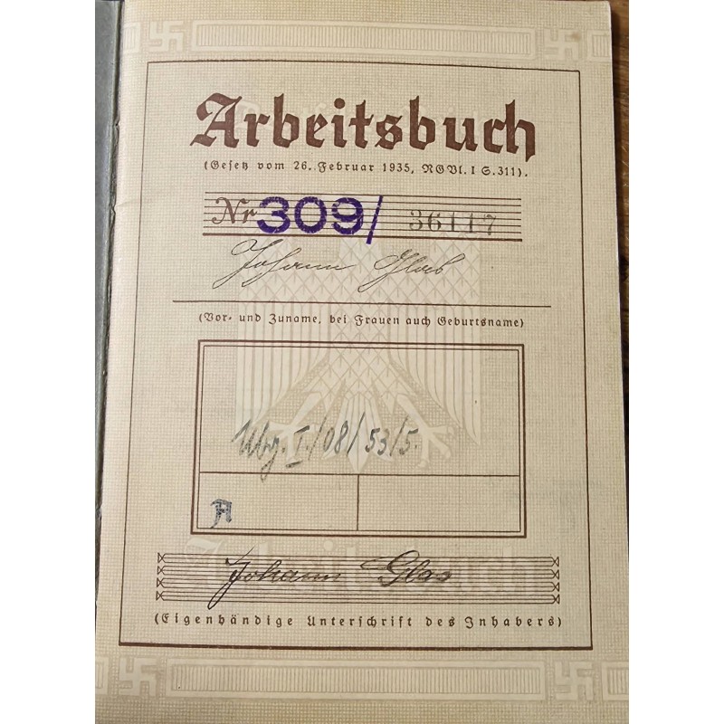 Alemanha segunda guerra mundial antiga carteira de trabalho Nurnberg