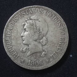 Moeda Brasil 1000 reis 1906 X gramas Mbc
