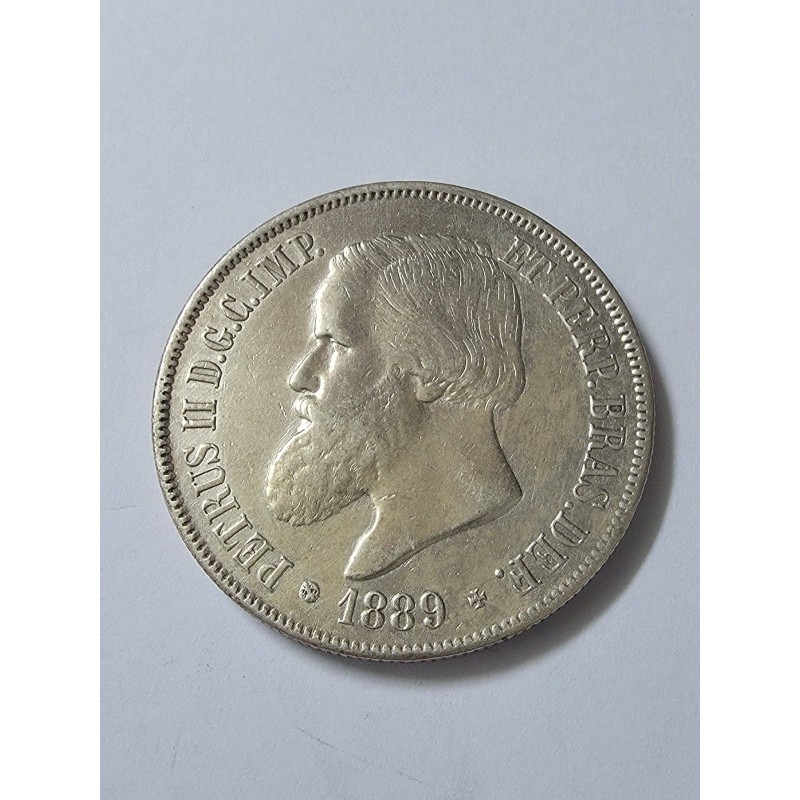 Moeda Brasil 2000 reis 1889 imperio com rabicho MBC