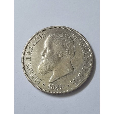 Moeda Brasil 2000 reis 1889 imperio com rabicho MBC