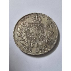 Moeda Brasil 2000 reis 1889 imperio com rabicho MBC