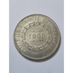 Moeda Brasil Império 1000 reis 1860 Mbc