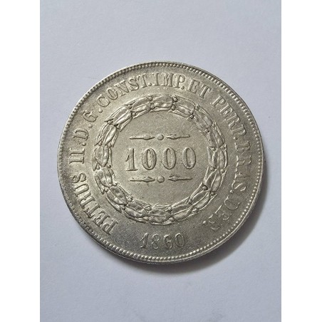 Moeda Brasil Império 1000 reis 1860 Mbc