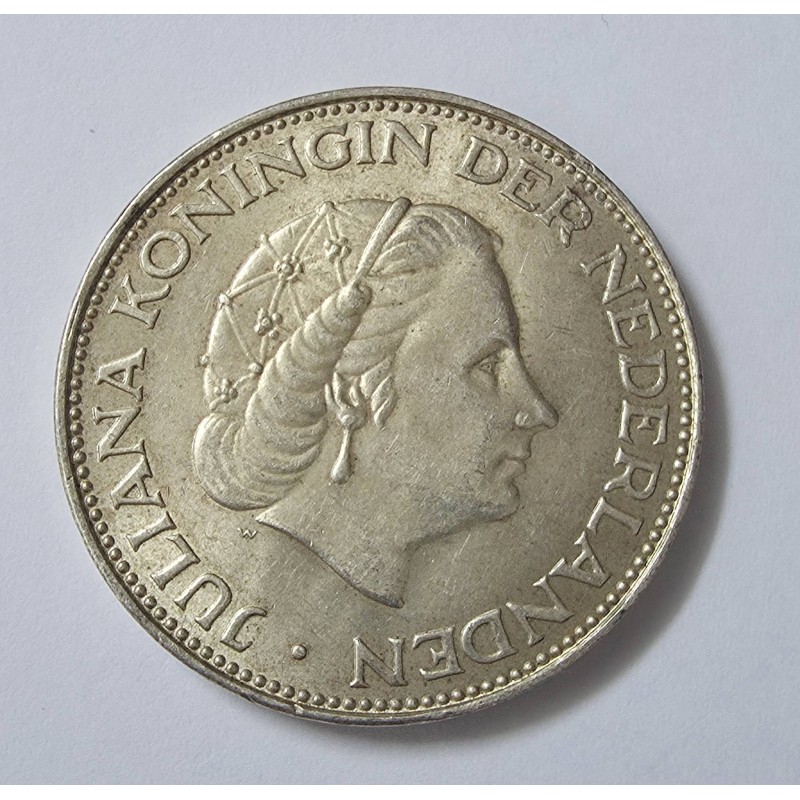 Moeda da Holanda 2 meio gulden 1962 prata