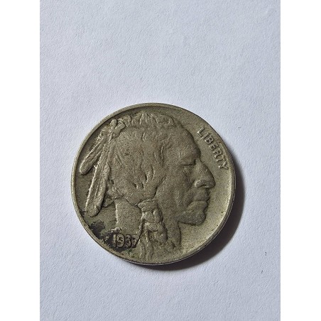 Moeda dos Estados Unidos USA 5 cents 1937