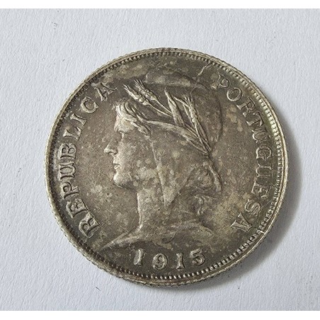 Moeda de Portugal 10 centavos 1915 prata KM563