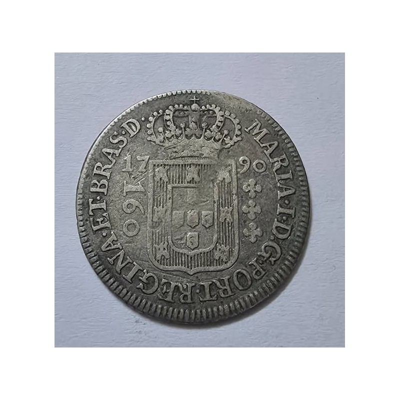 Moeda Brasil Colonia 160 reis 1790 coroa baixa prata MBC