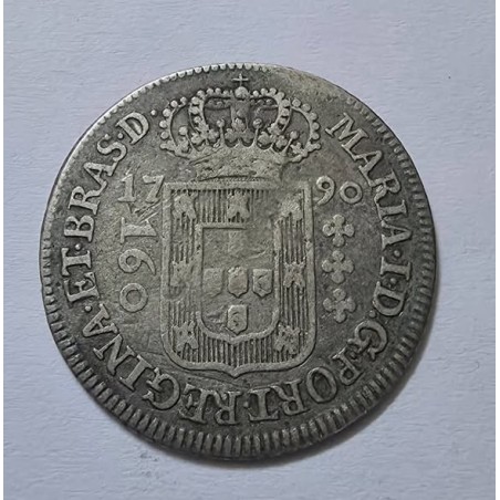 Moeda Brasil Colonia 160 reis 1790 coroa baixa prata MBC