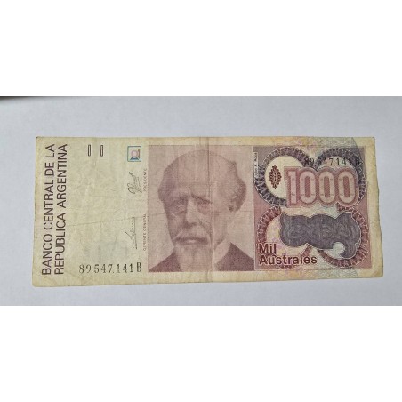 Cédula da Argentina 1000 Australes mbc