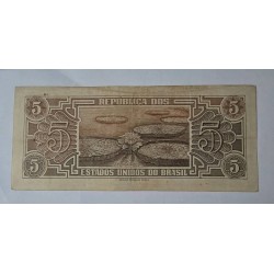 Cédula Brasil 5 cruzeiros índio serie 103 Mbc