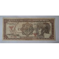 Cédula Brasil 5 cruzeiros índio serie 103 Mbc