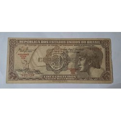 Cédula Brasil 5 cruzeiros índio serie 024 mbc