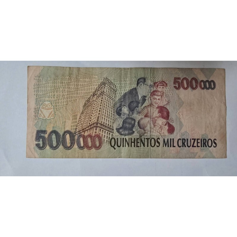 Cédula Brasil 500 mil cruzeiros Mbc C233