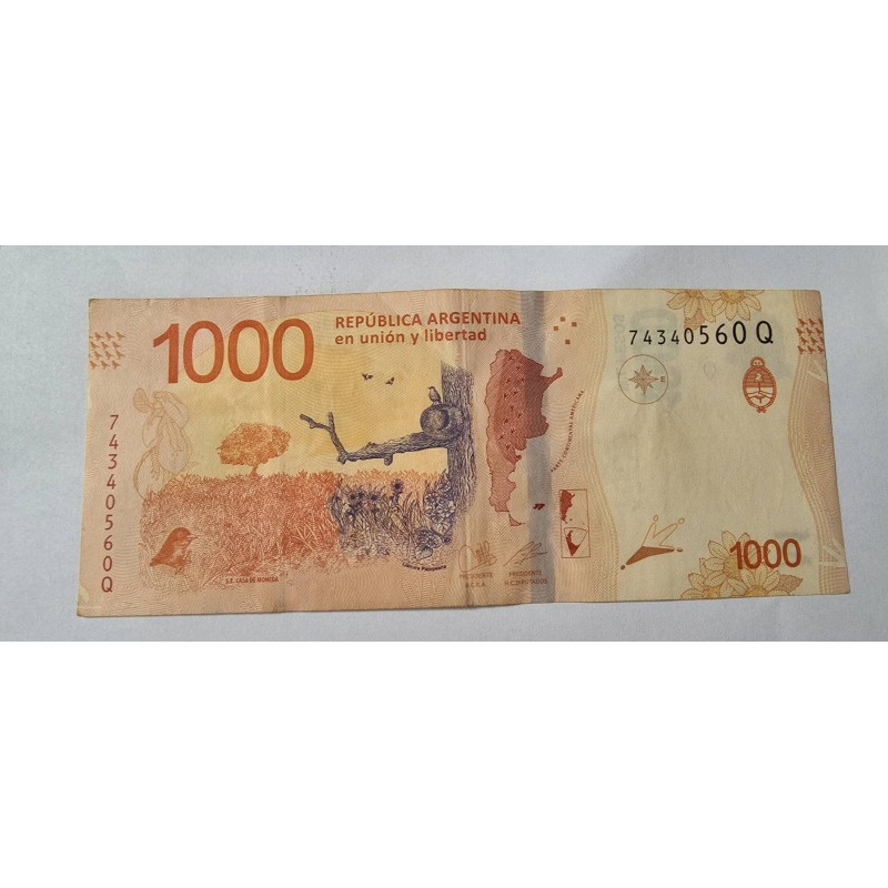 Cédula argentina 1000 pesos Mbc