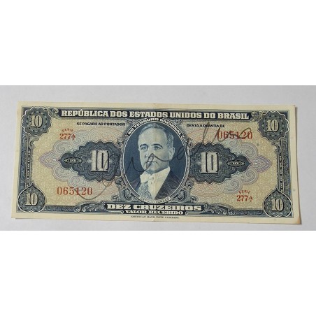 Cédula Brasil 10 cruzeiros C018 soberba autografada
