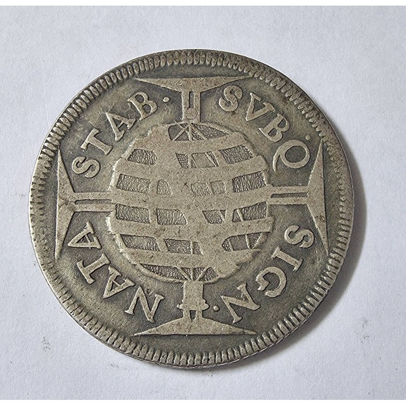 Moeda Brasil 640 reis 1695 pataca prata