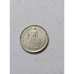 Moeda de Meio Franco da Suíça - 1957 - Helvetia e Grinalda de Louro