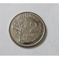 Adquira a rara moeda de 2 Centavos de 1976, parte da série comemorativa 'Alimentos para o Mundo' da FAO. Em condição impecável (