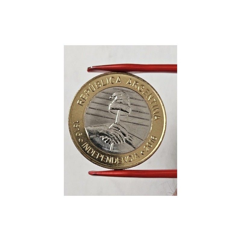Moeda da Argentina 2 pesos 2016 Bicentenário independência FC