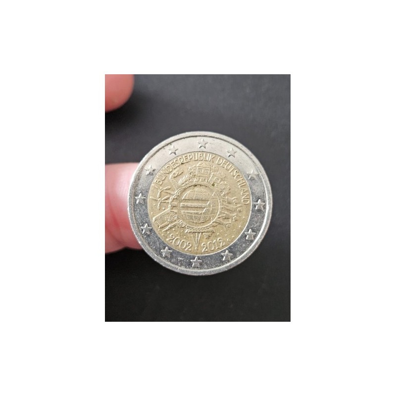 Moeda da Alemanha 2 euros 2012 comemorativa 10 anos do euro
