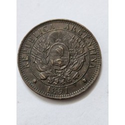 Moeda da Argentina 2 centavos 1891 soberba