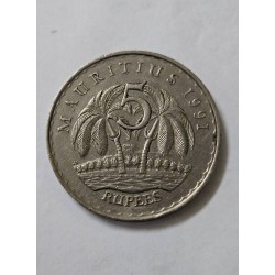 Moeda das Ilhas Mauricio 5 rúpias 1991