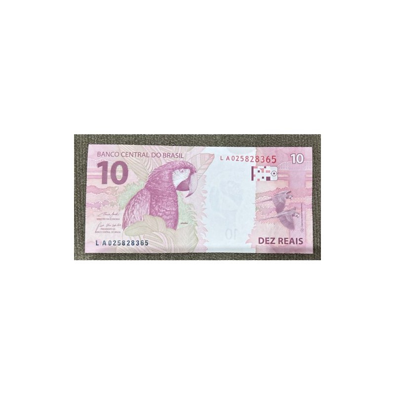 Cédula Brasil 10 reais Letras LA Paulo Guedes FE