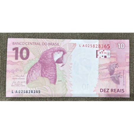 Cédula Brasil 10 reais Letras LA Paulo Guedes FE