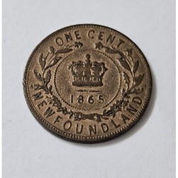 Moeda do Canada New foundland 1 cent 1865 Rainha Victoria