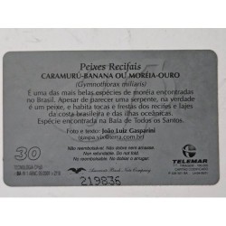 Venda de raro cartão telefônico Telemar da série "Peixes Recifais", com a imagem e informações sobre a Moréia-Ouro (Ca