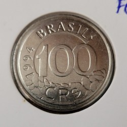 Moeda Brasil 100 cruzeiros 1994 lobo guará