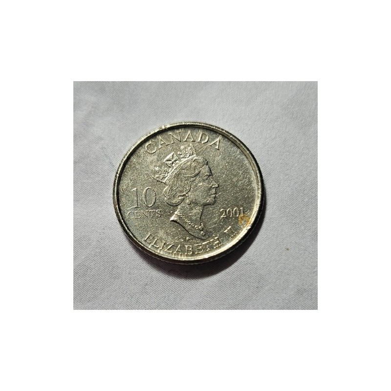 Moeda do Canadá 10 cents 2001 ano internacional dos voluntários Rainha Elizabeth