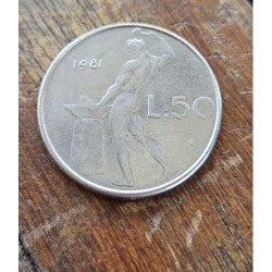 Moeda da Itália 50 liras 1981