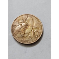 Moeda da Itália 10 centimes 1921 Victorio Emanuel