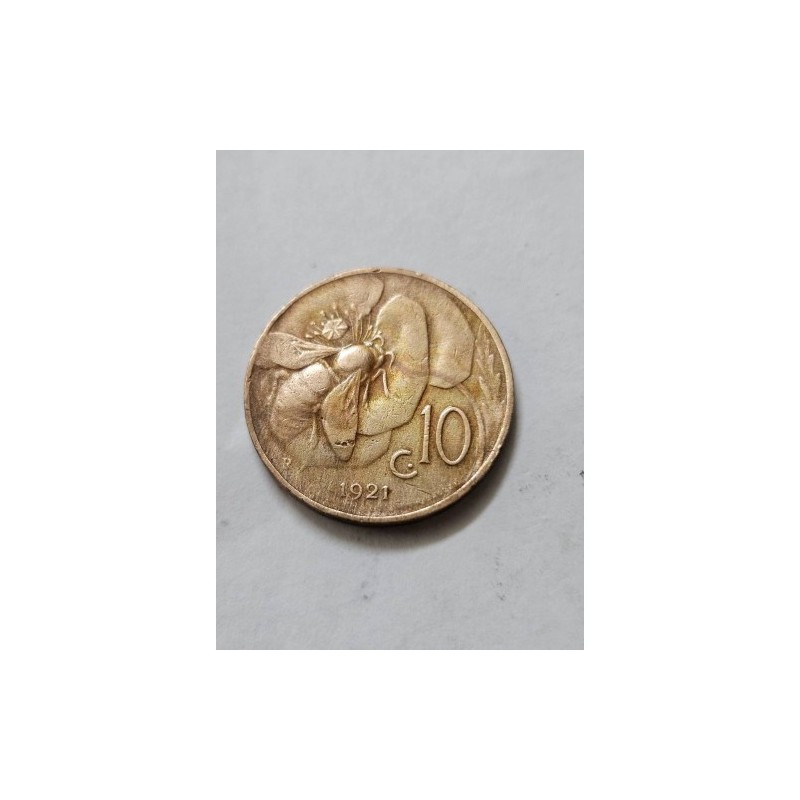 Moeda da Itália 10 centimes 1921 Victorio Emanuel