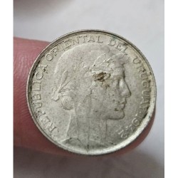 Moeda do Uruguai 20 centavos 1942 prata KM29