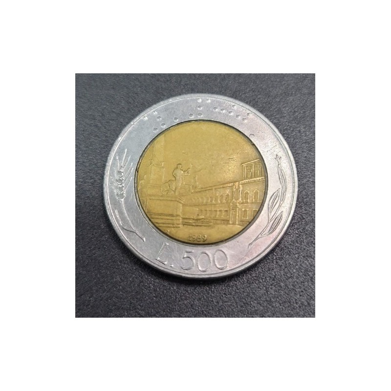 Moeda da Itália 500 liras 1989 bimetalica