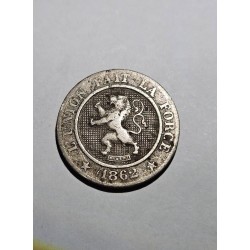 Moeda da Bélgica 10 centimes 1862 KM12