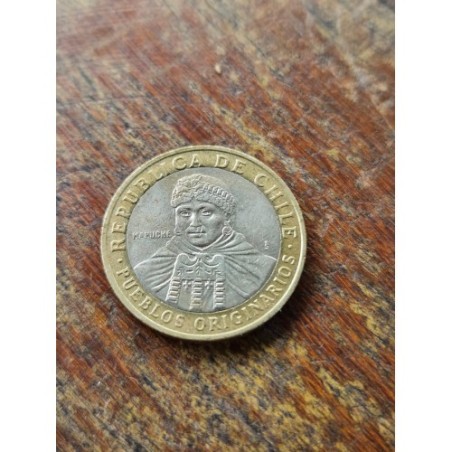 Moeda do Chile 100 pesos 2010 bimetalica
