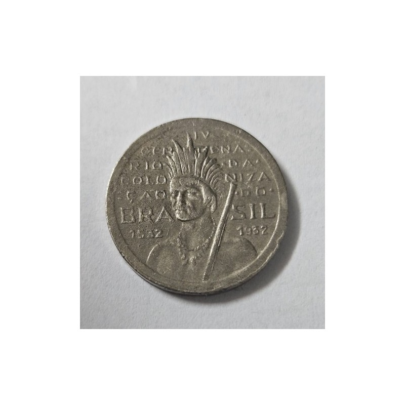 Moeda Brasil 100 reis 1932 vicentina indio
