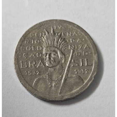 Moeda Brasil 100 reis 1932 vicentina indio