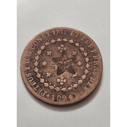 Moeda Brasil 40 réis 1824 R com carimbo do Ceará MBC