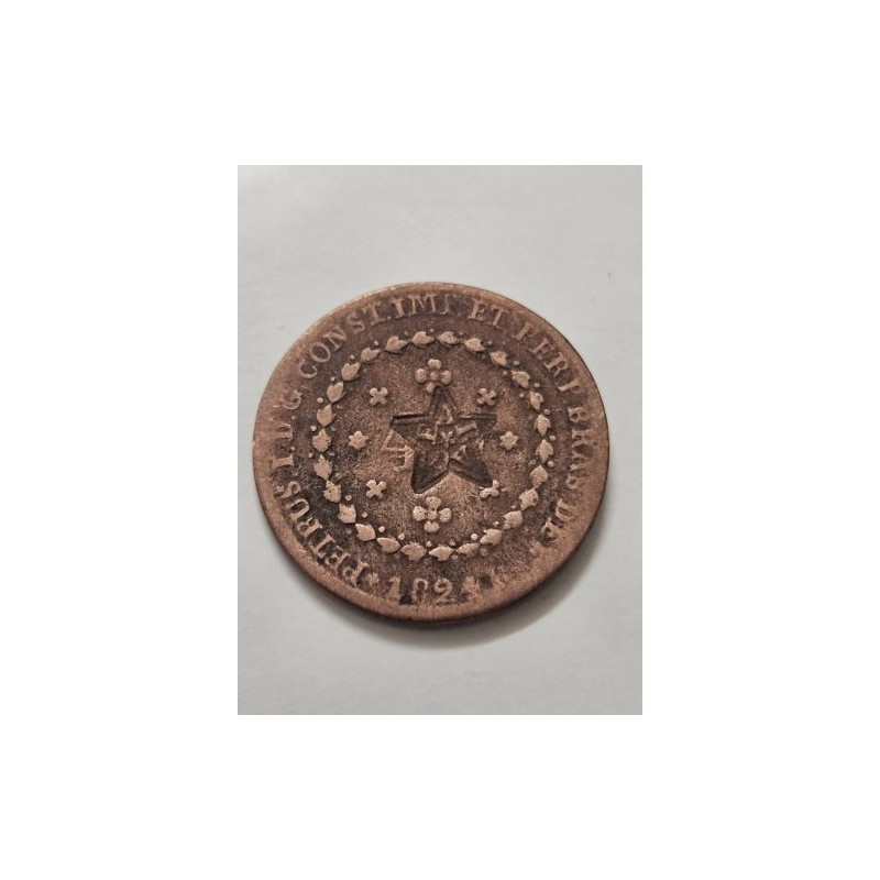 Moeda Brasil 40 réis 1824 R com carimbo do Ceará MBC