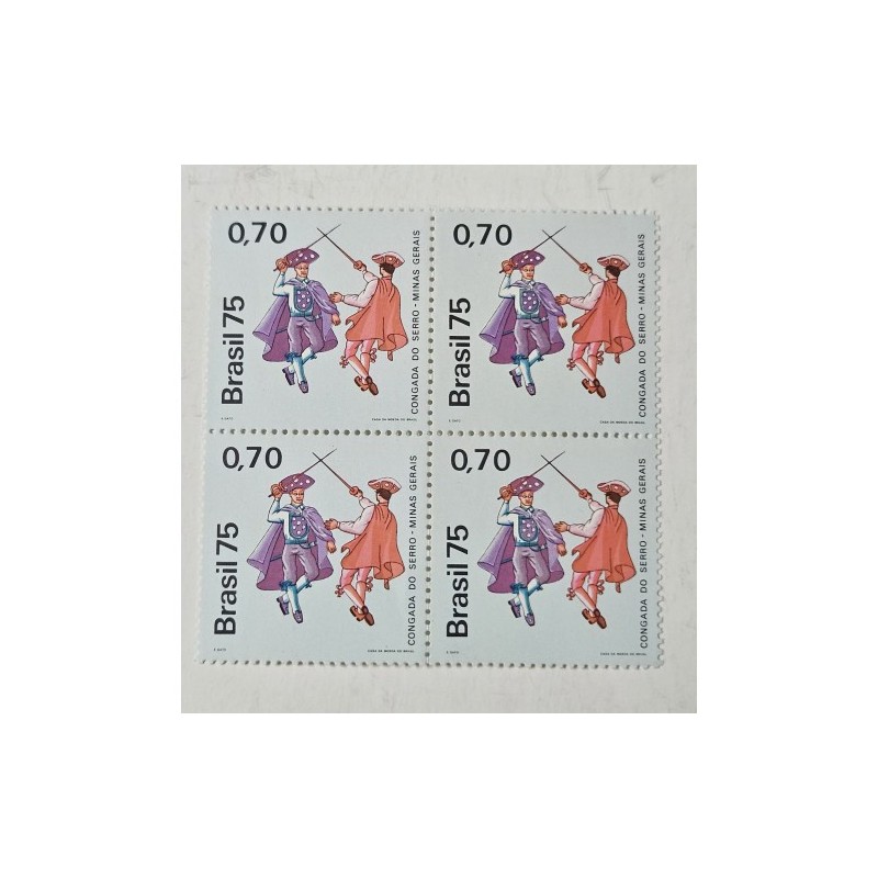 Filatelia Selos Brasil 1975 Congada do Serro Minas Gerais